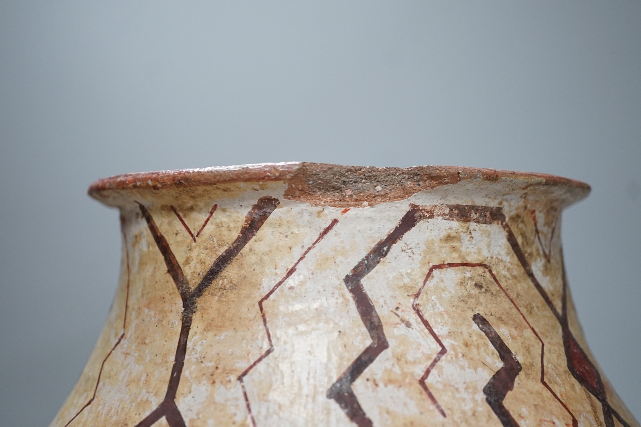 A Shipibo pottery water vessel with geometric pattern, Peru, 26cm tall - Image 3 of 12