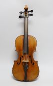 A 19th century German violin, back measures 33cm, cased