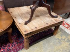 An Indonesian square bleached hardwood coffee table, width 80cm, height 40cm