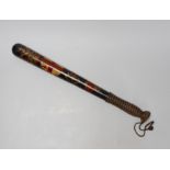 A Victorian painted constable's truncheon, 46cm long