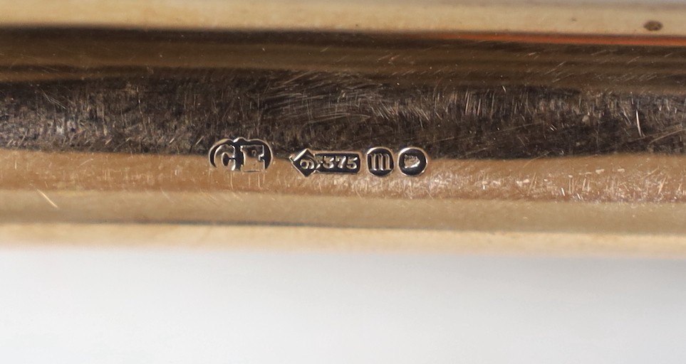 An Edwardian 9ct gold mounted ebonised baton, with presentation inscription to Mr. W.J. Bunny', - Image 3 of 3