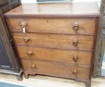 A Regency provincial oak chest of four drawers, width 101cm, depth 46cm, height 105cm