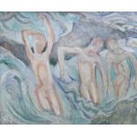 Elsie Marion Henderson (1880-1967), oil on canvas, ‘The Bathers’, Studio stamp, 63 x 75cm