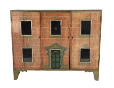 'Wingate House': An English cupboard house, early 19th century, standing on bracket feet with