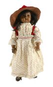 A Jules Steiner Mulatto bisque doll, French, circa 1890, impressed A 9 10 Paris Le Parisien, with