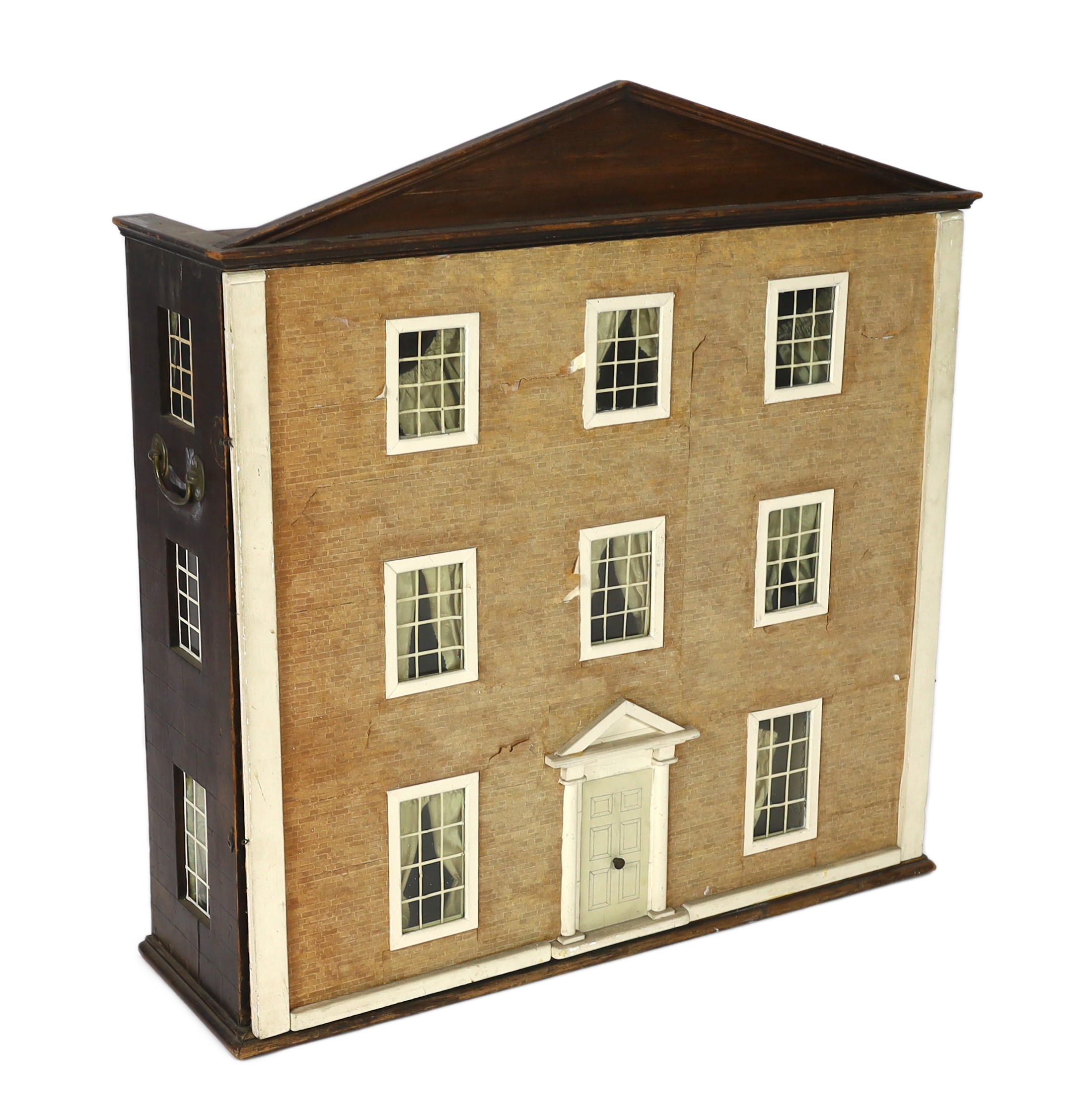 A furnished English dolls’ house, circa 1810-20, with three rooms on three floors surmounted by a - Image 2 of 4