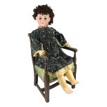 A Heinrich Handwerck bisque doll, German, circa 1900, impressed HANDWERK 16 99 DEP 7, with open