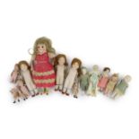 A group of thirteen all-bisque doll’s house dolls, German, early 20th century, tallest 5.5in.***