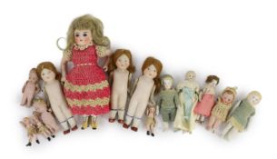 A group of thirteen all-bisque doll’s house dolls, German, early 20th century, tallest 5.5in.***