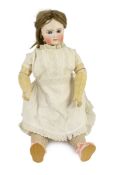 A Belton-type bisque doll, French, circa 1890, unmarked, with open / closed mouth showing white