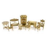 A suite of Paul Leonhardt larger scale dolls’ house furniture, circa 1925, painted in cream with