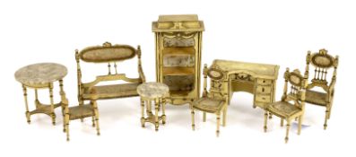 A suite of Paul Leonhardt larger scale dolls’ house furniture, circa 1925, painted in cream with