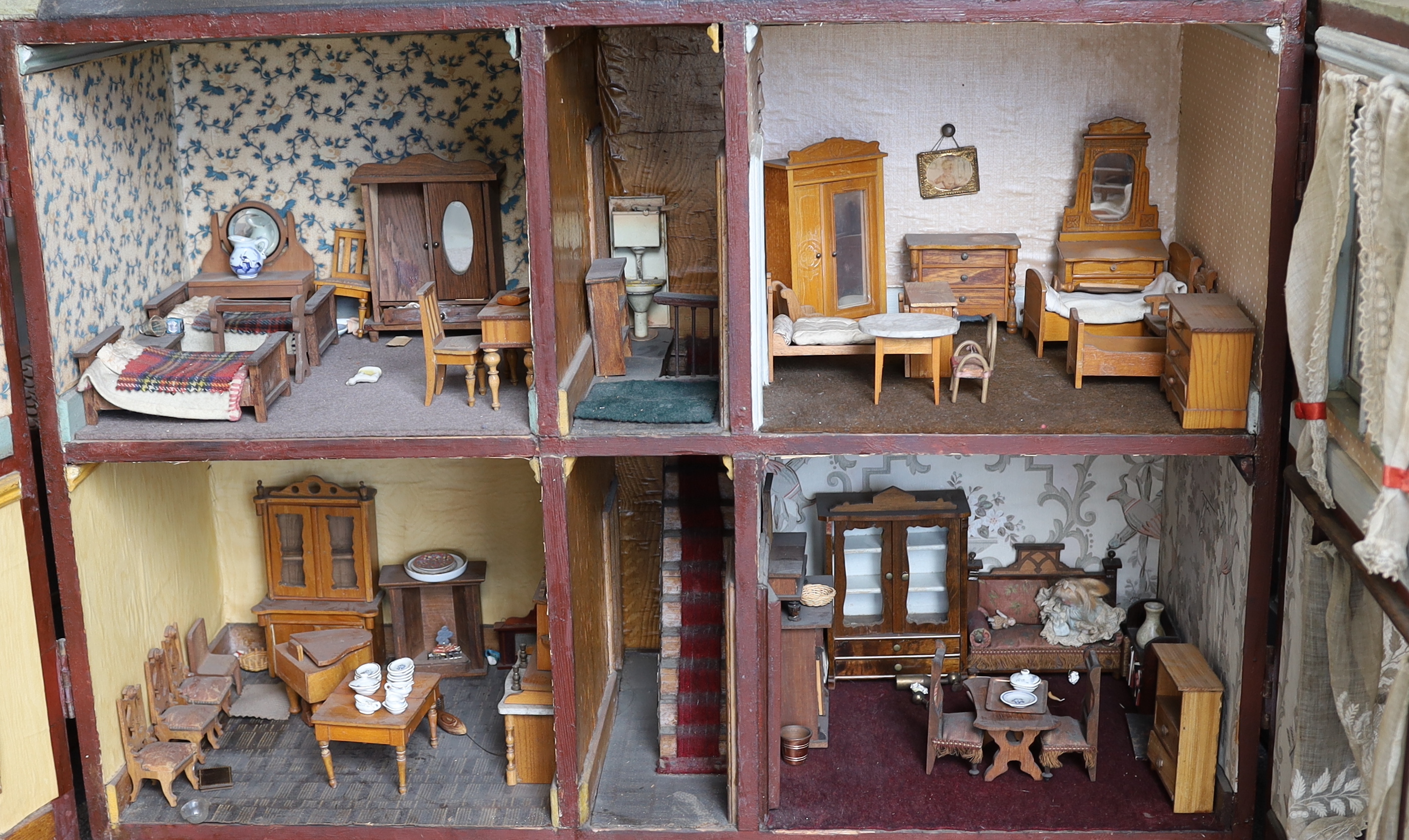 'Rocking Villa': A Victorian furnished dolls’ house, circa 1880, modelled as a double-fronted - Image 3 of 7