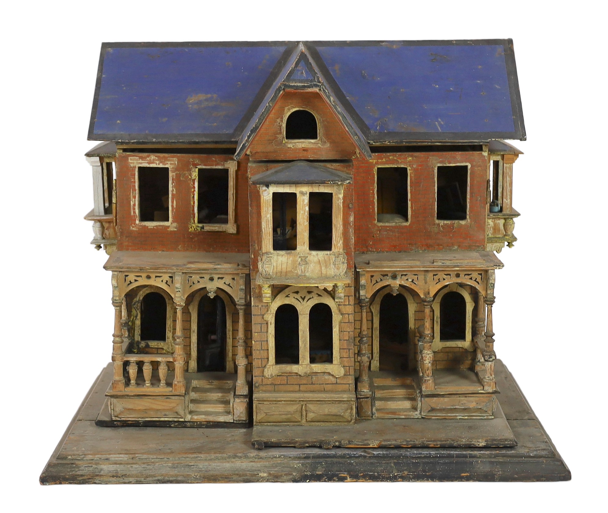 A Moritz Gottschalk ‘blue roof’ furnished dolls’ house, c.1893-94, modelled as an elaborate two - Image 2 of 7