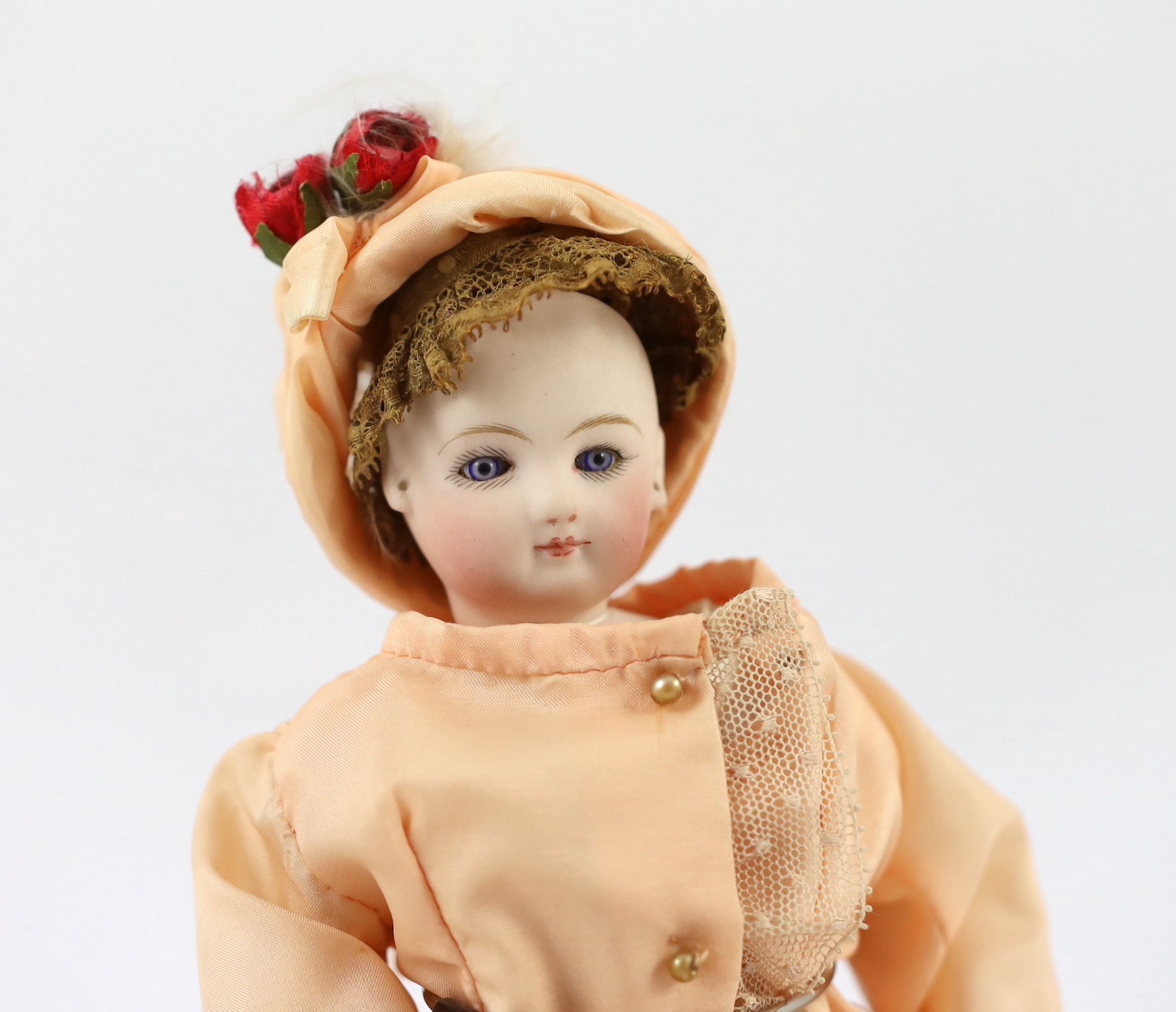 A Madame Barrois swivel-headed bisque doll, French, circa 1880, impressed on shoulder-plate E 2/0 - Image 2 of 2