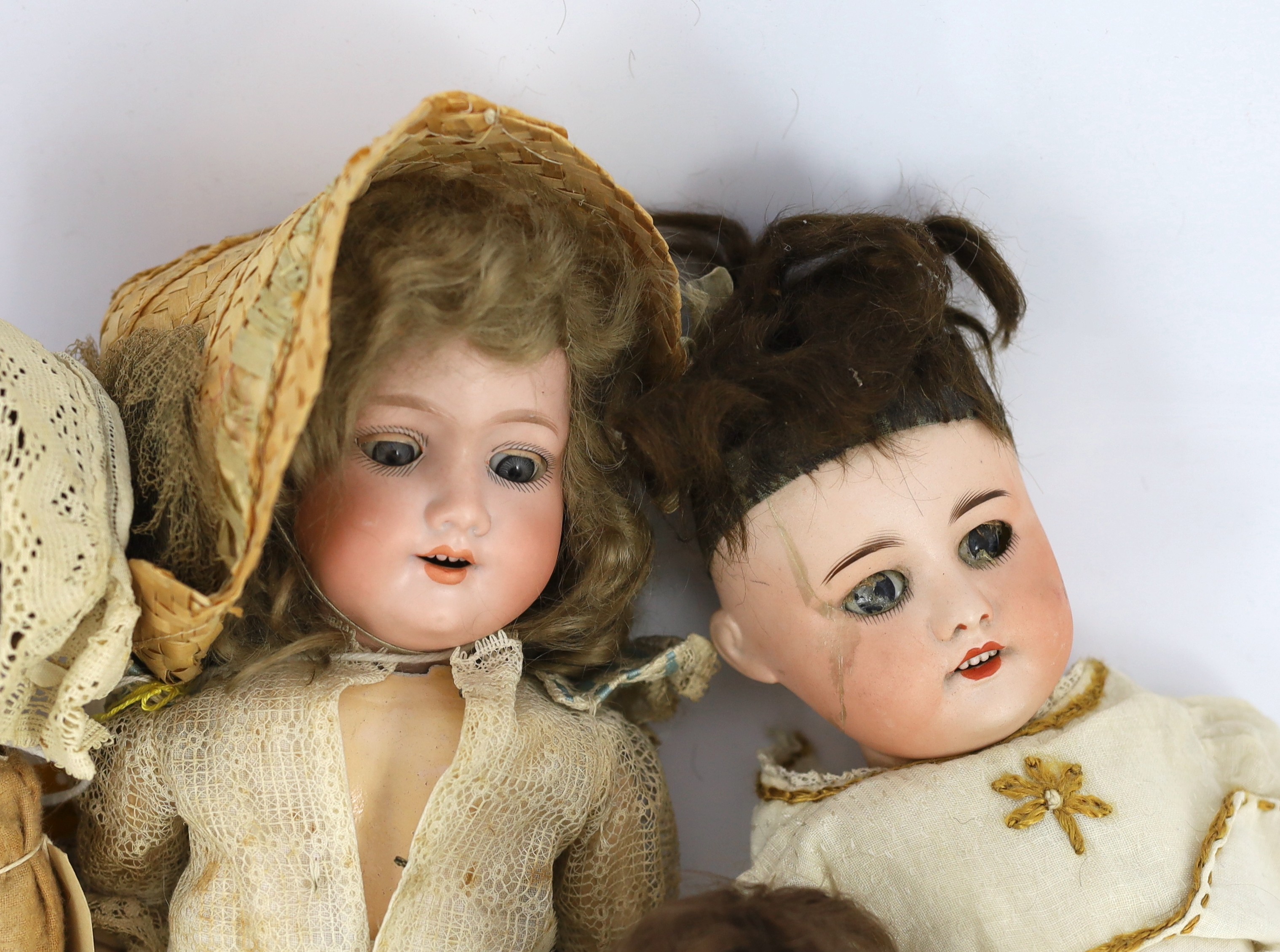 An Armand Marseille bisque doll, German, circa 1912, impressed 390n A. 1½ M. with open mouth and - Image 3 of 5