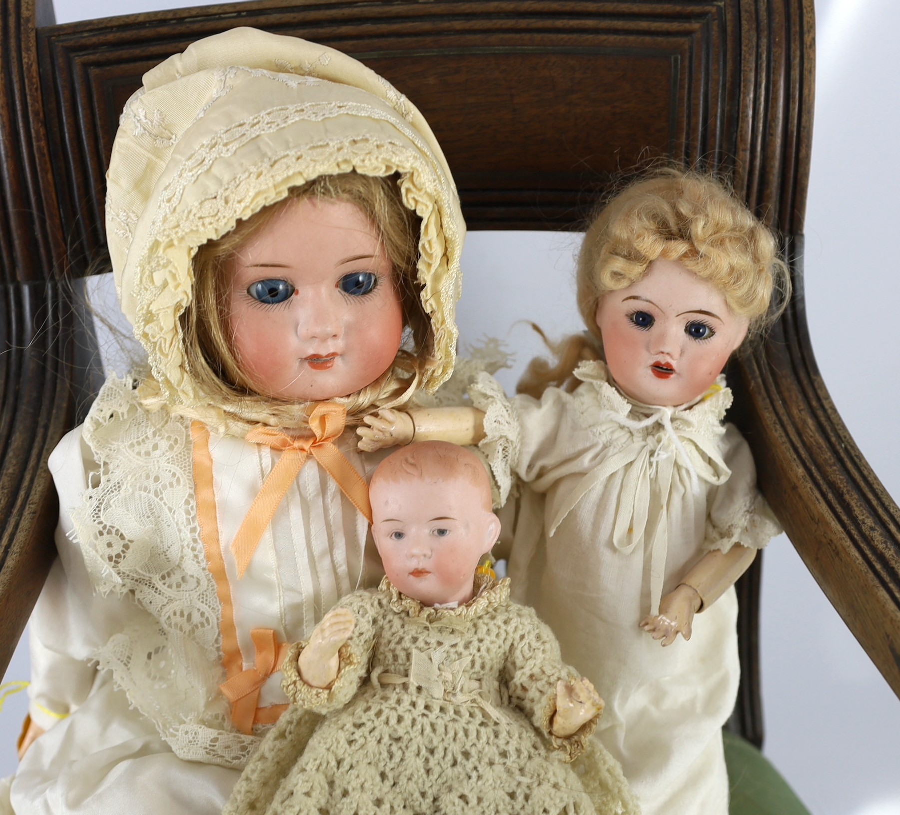 A Max Oscar Arnold bisque doll, German, circa 1920, impressed MOA 200 Welsch 2½, with open mouth and - Image 2 of 2