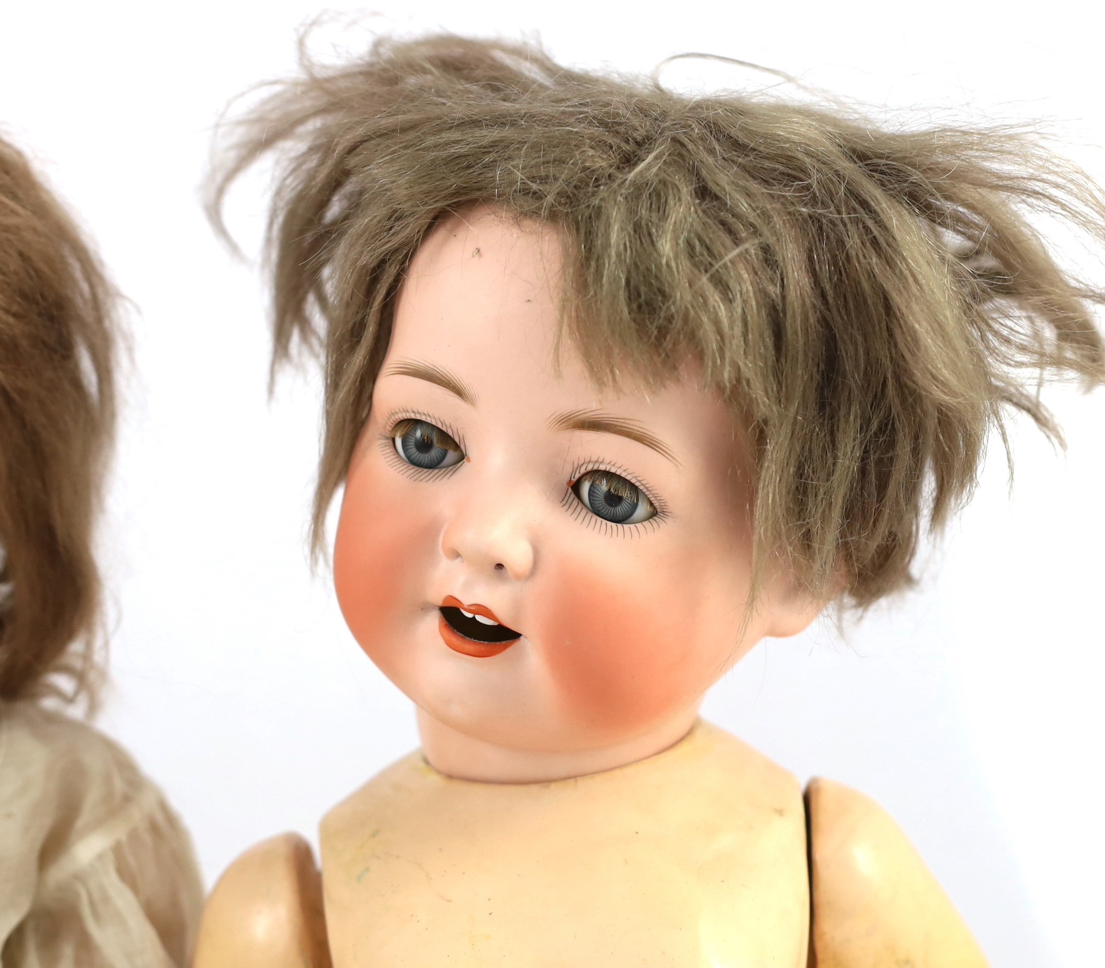 An Armand Marseille bisque doll, German, circa 1912, impressed 390n, A 9 M, with open mouth and - Image 3 of 4