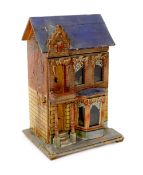A Moritz Gottschalk 'Blue Roof’ furnished dolls’ house, circa 1880-85, single fronted with a bay