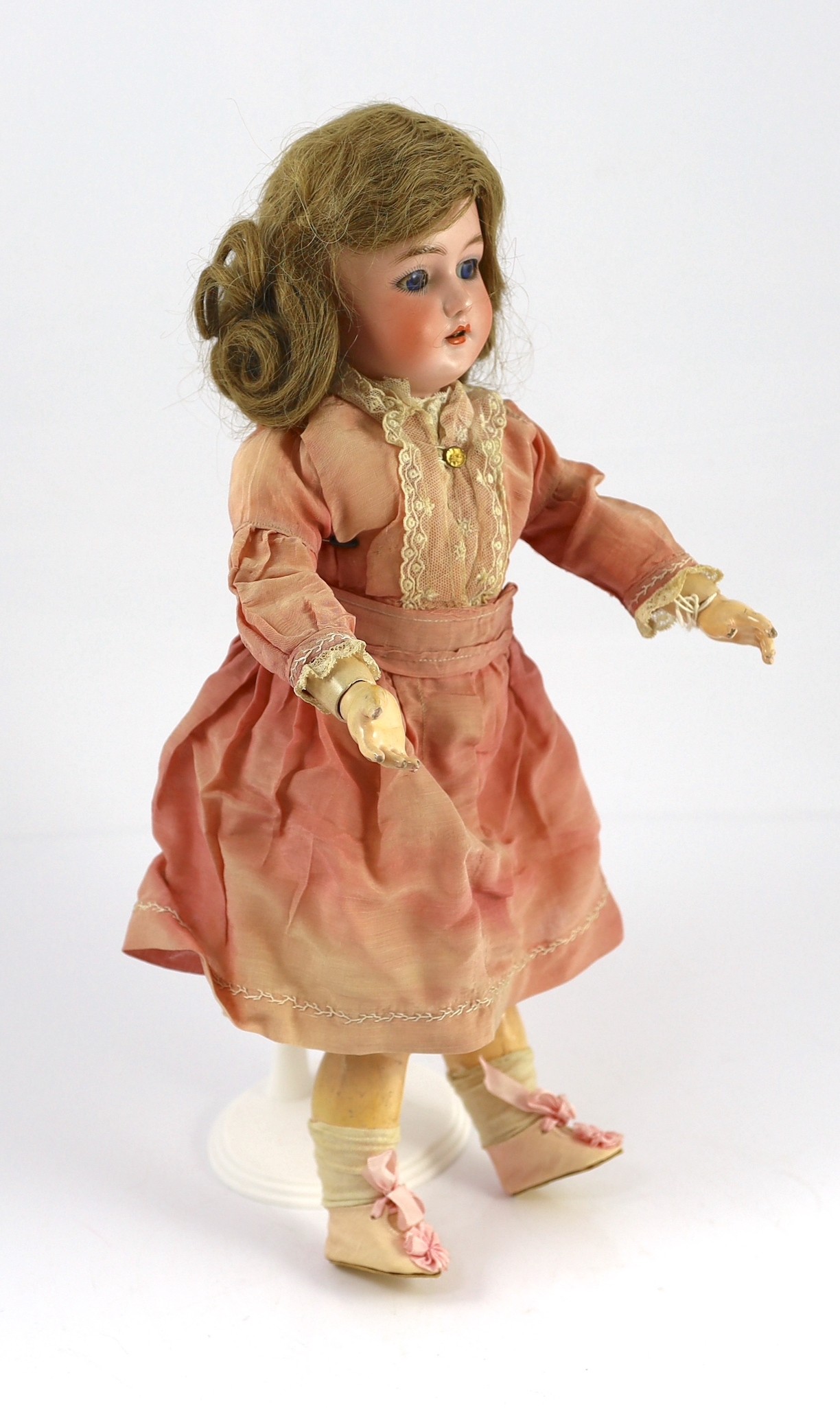 A Simon & Halbig S. & C. bisque doll, German, circa 1895, impressed 43, with open mouth and upper - Image 2 of 3