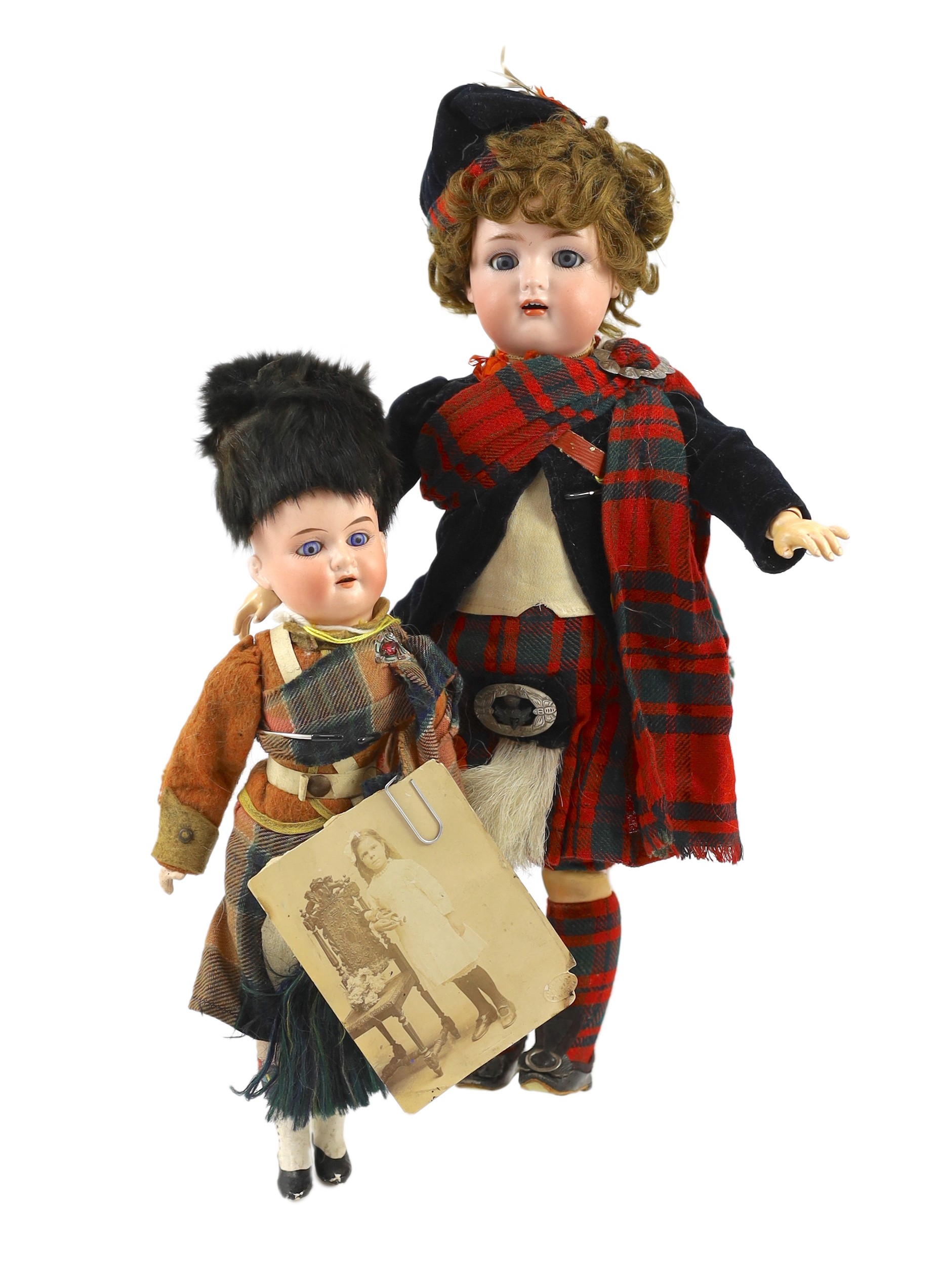 An Armand Marseille bisque Scottish soldier doll, German, circa 1900, impressed 390 A 6/0 M, with