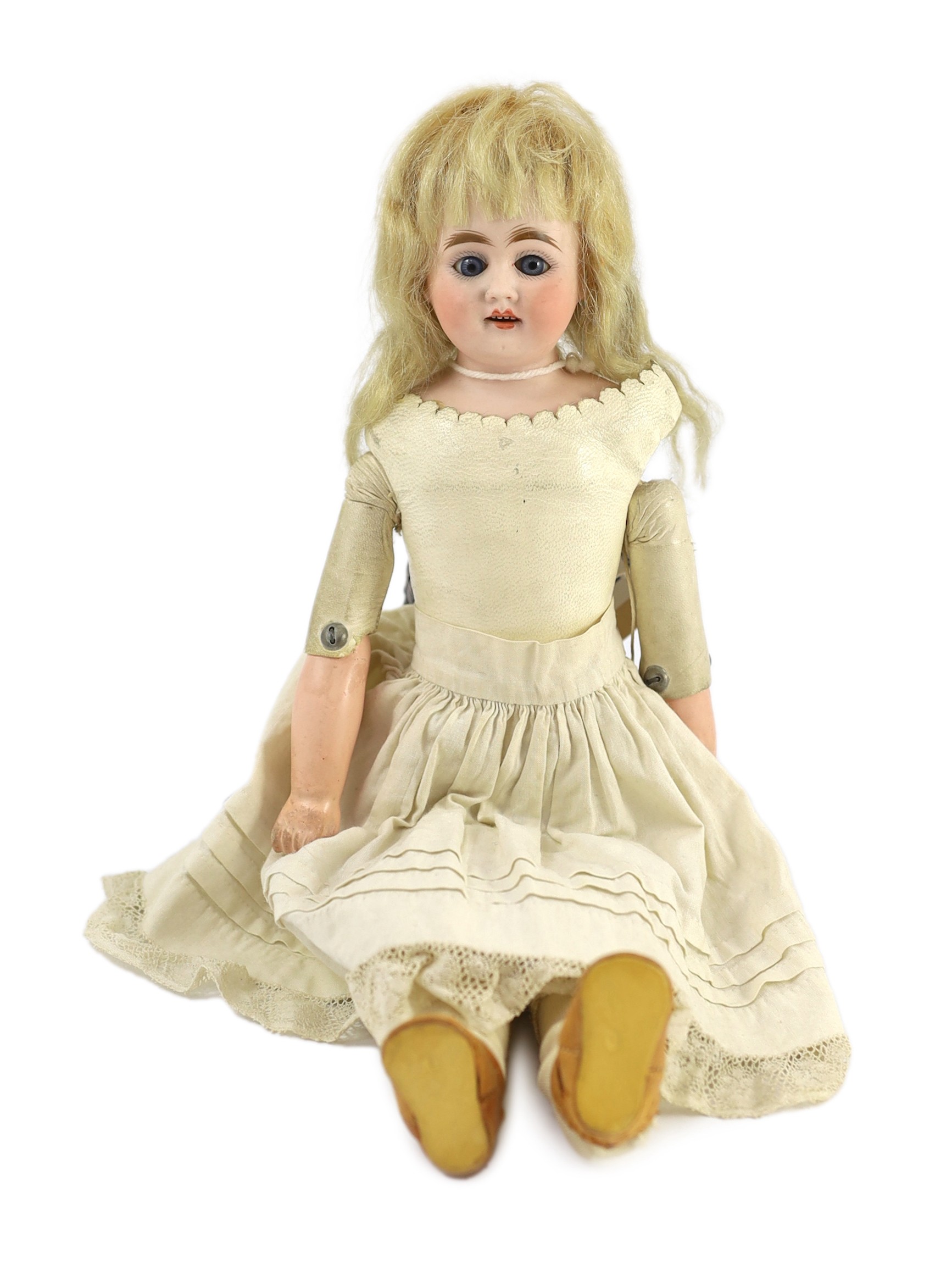 An Armand Marseille shoulder-bisque doll, German, circa 1896, impressed 309 3, with open mouth and