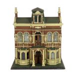 A Moritz Gottschalk furnished dolls’ house, circa 1885, elaborately made as a grand double-fronted