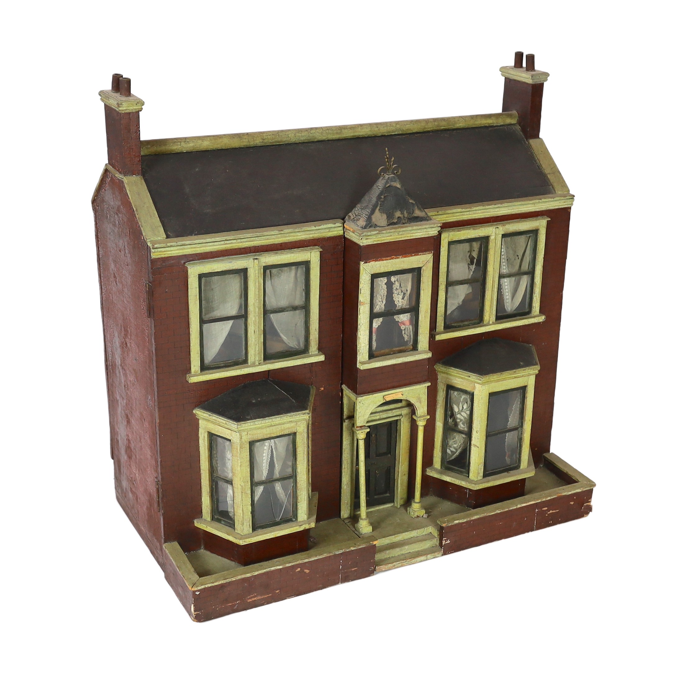 'Rocking Villa': A Victorian furnished dolls’ house, circa 1880, modelled as a double-fronted - Image 2 of 7