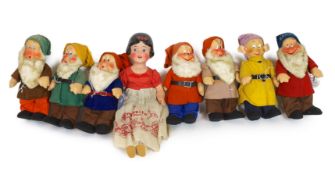 Snow White and the Seven Dwarfs, Ideal Novelty and Toy Co., US., copyright 1937, painted composition