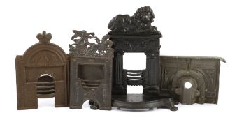 Four 19th century cast iron fire grate models, largest 12in. high***CONDITION REPORT***PLEASE NOTE:-