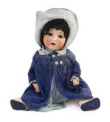 An Armand Marseille bisque doll, mould 995 with sleeping eyes and open mouth, bent-limb