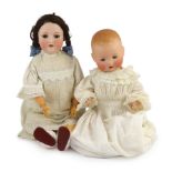 Two Armand Marseille bisque dolls, the first impressed 390n A. 6½ M. with weighted brown glass eyes,