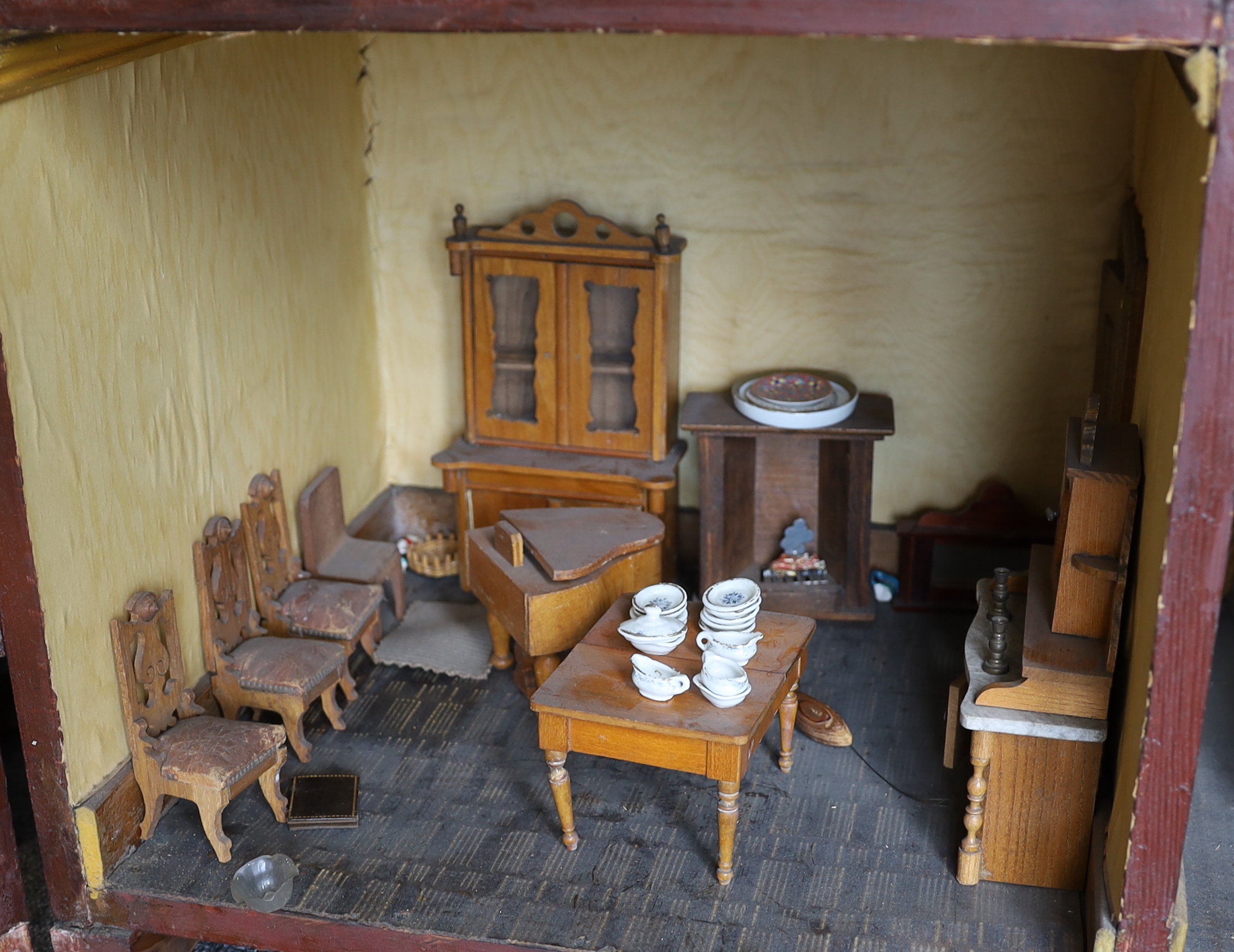 'Rocking Villa': A Victorian furnished dolls’ house, circa 1880, modelled as a double-fronted - Image 4 of 7