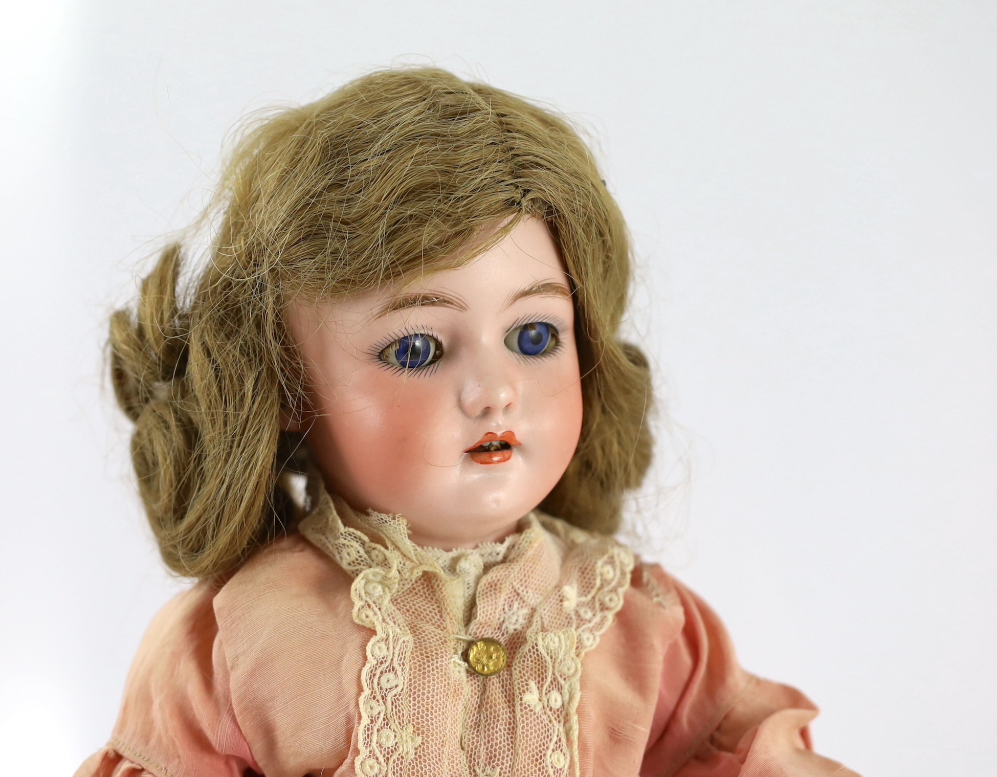 A Simon & Halbig S. & C. bisque doll, German, circa 1895, impressed 43, with open mouth and upper - Image 3 of 3