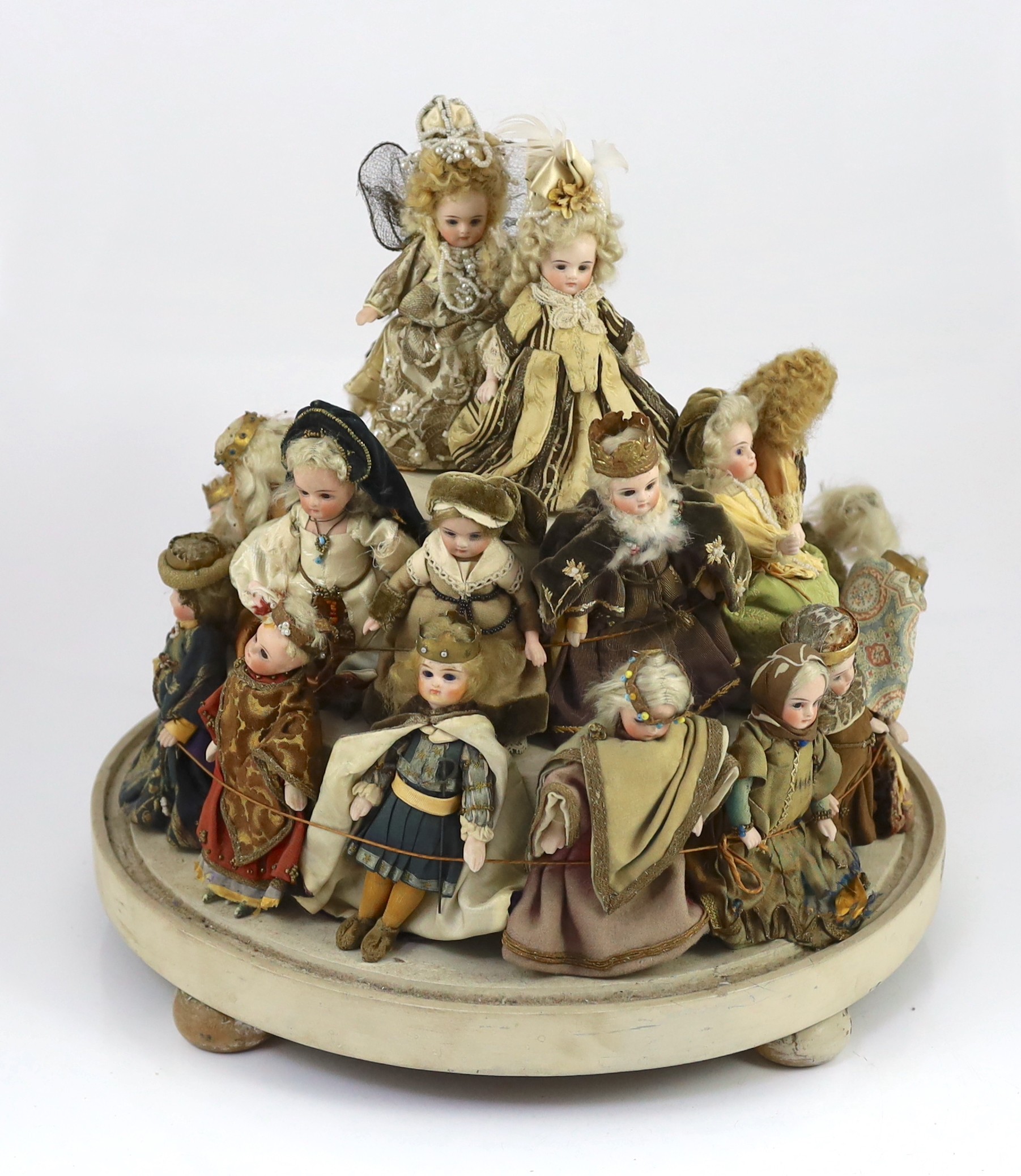 A rare collection of twenty-three German all-bisque dolls, circa 1910, jointed at the shoulders - Image 2 of 12