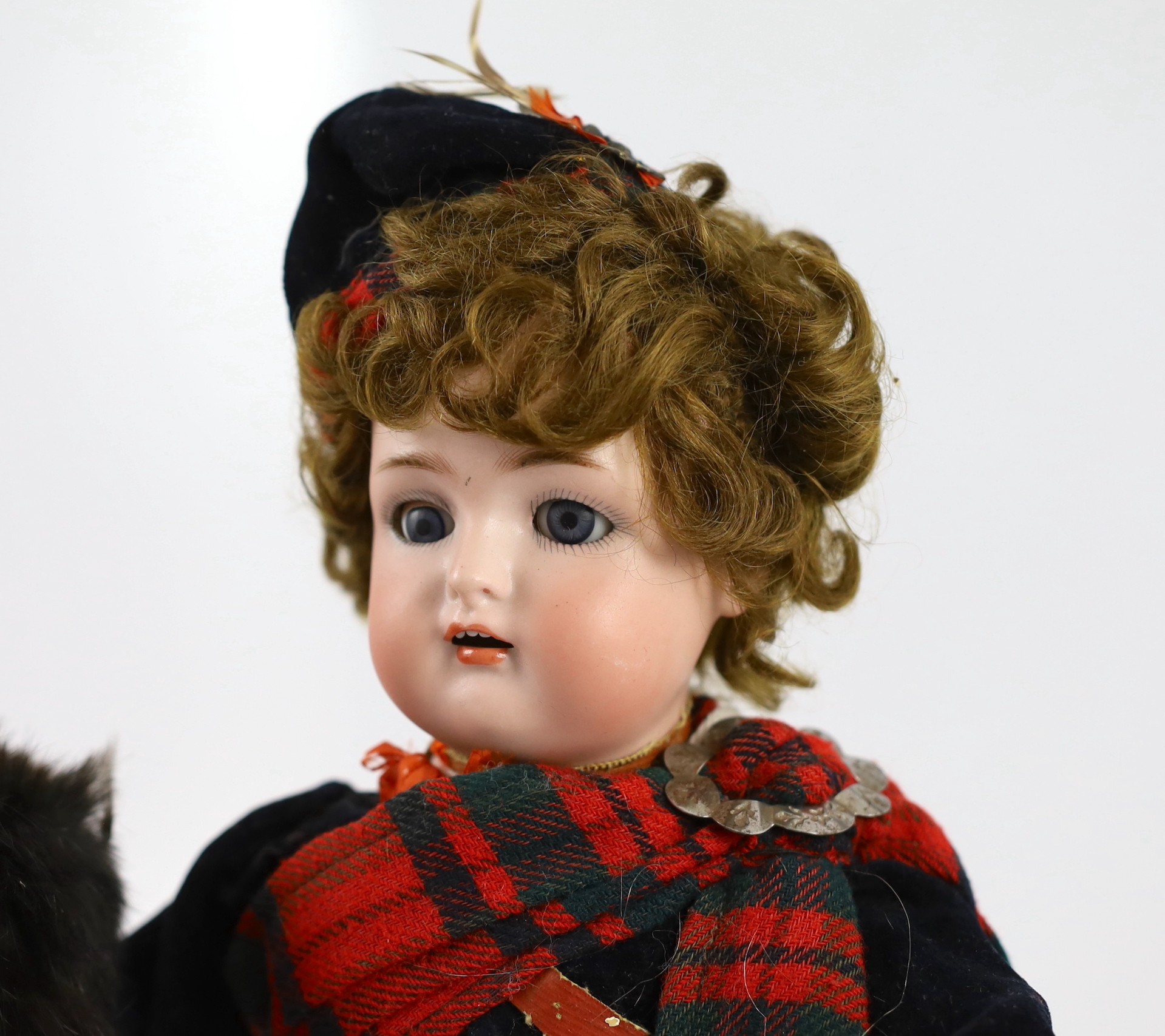 An Armand Marseille bisque Scottish soldier doll, German, circa 1900, impressed 390 A 6/0 M, with - Image 4 of 4