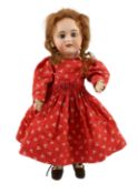 A Tete Jumeau bisque doll, French, circa 1900, impressed DEP and stamped in red Tete Jumeau 8,