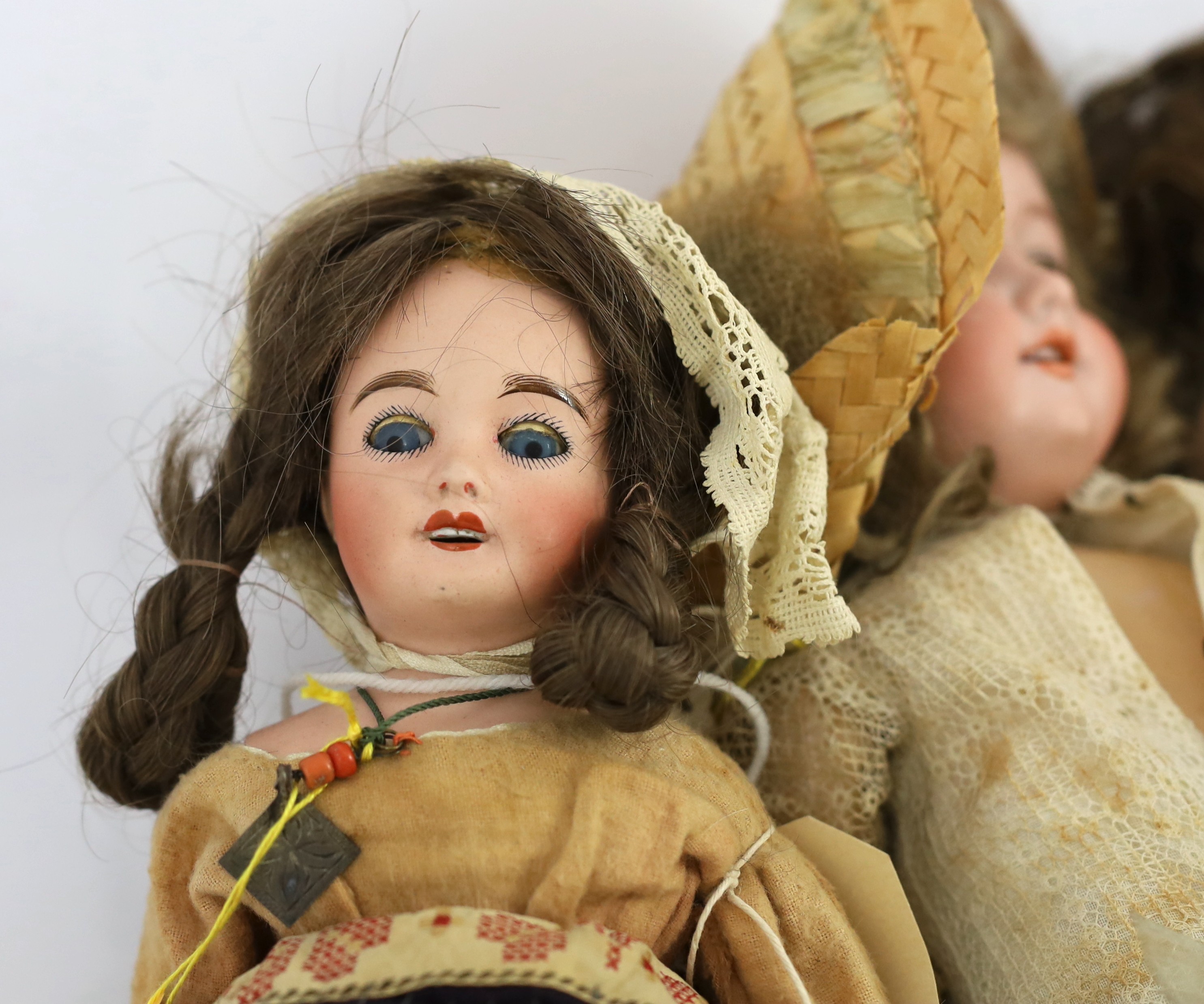 An Armand Marseille bisque doll, German, circa 1912, impressed 390n A. 1½ M. with open mouth and - Image 4 of 5