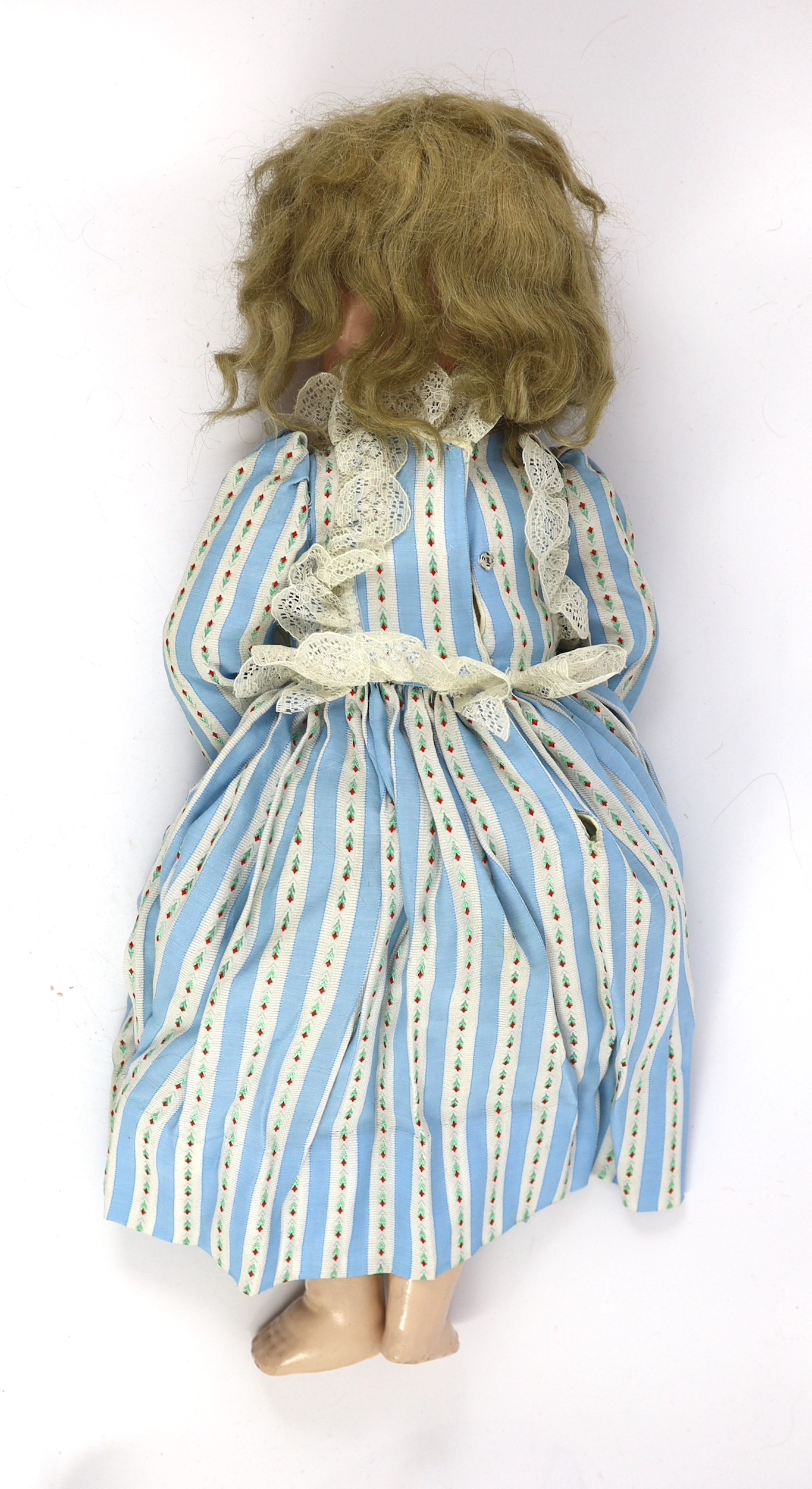 A Simon & Halbig bisque doll, German, circa 1892, impressed 1079 11½, with open mouth and moulded - Image 3 of 3