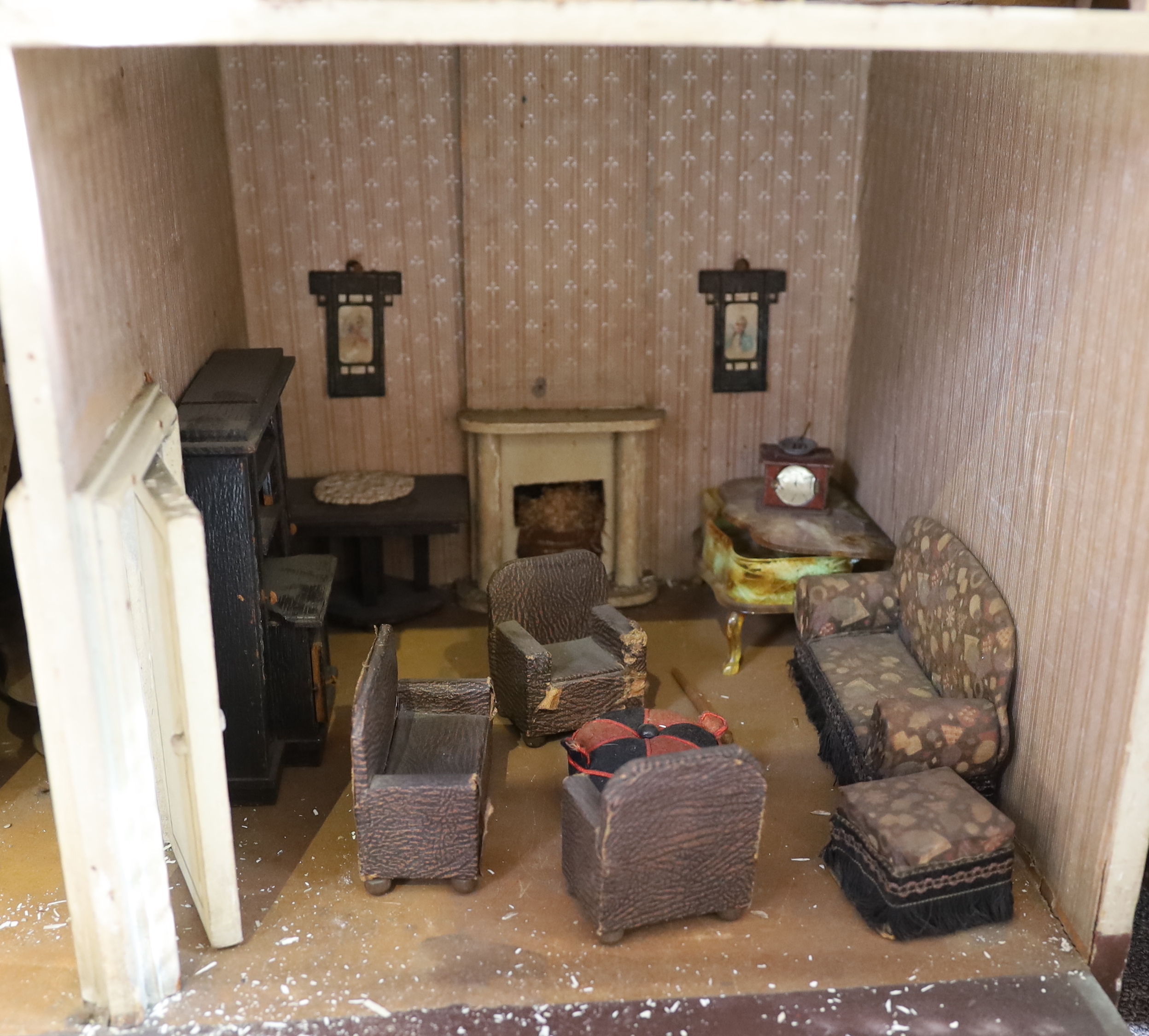 ‘Kits Coty House': An important G. & J. Lines furnished dolls’ house, dated 1912, modelled as - Image 5 of 7
