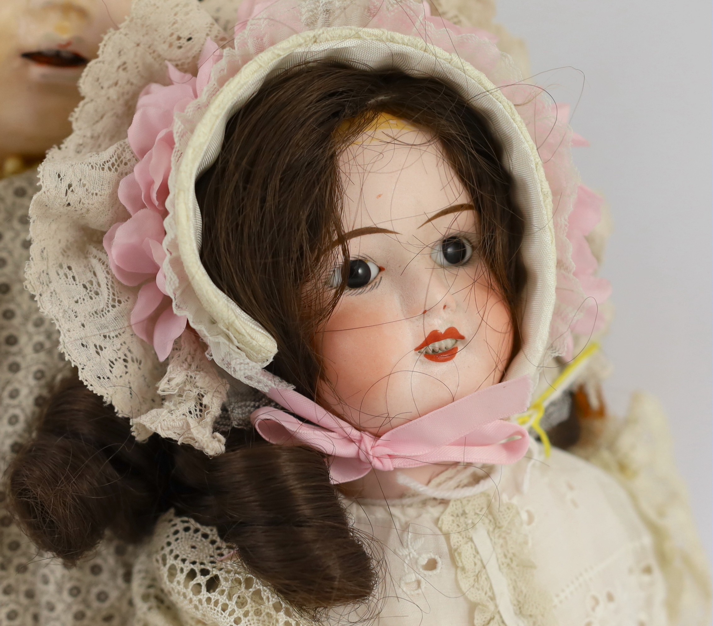 An unusual composition headed doll, German, circa 1900, indistinctly impressed 46, with open - Image 3 of 4