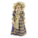 A Jumeau moulded bisque phonograph doll, French, circa 1889, printed mark in red, Téte Jumeau and