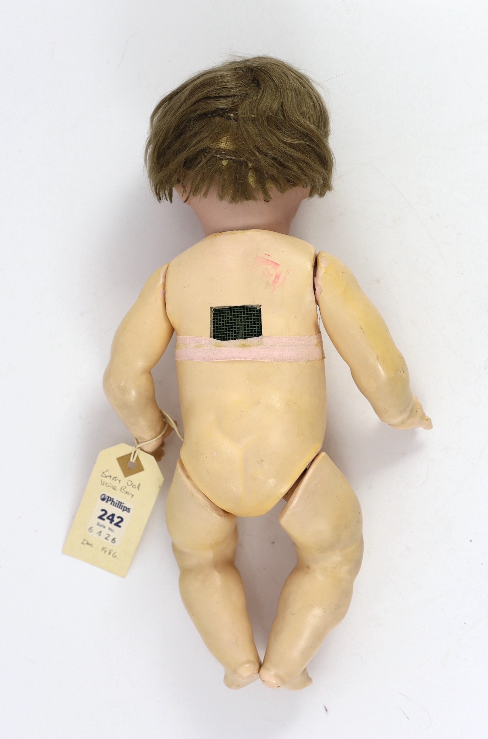 A Schutzmeister & Quendt bisque character doll, German, circa 1920, impressed 201, entwined SQ 6, - Image 2 of 2