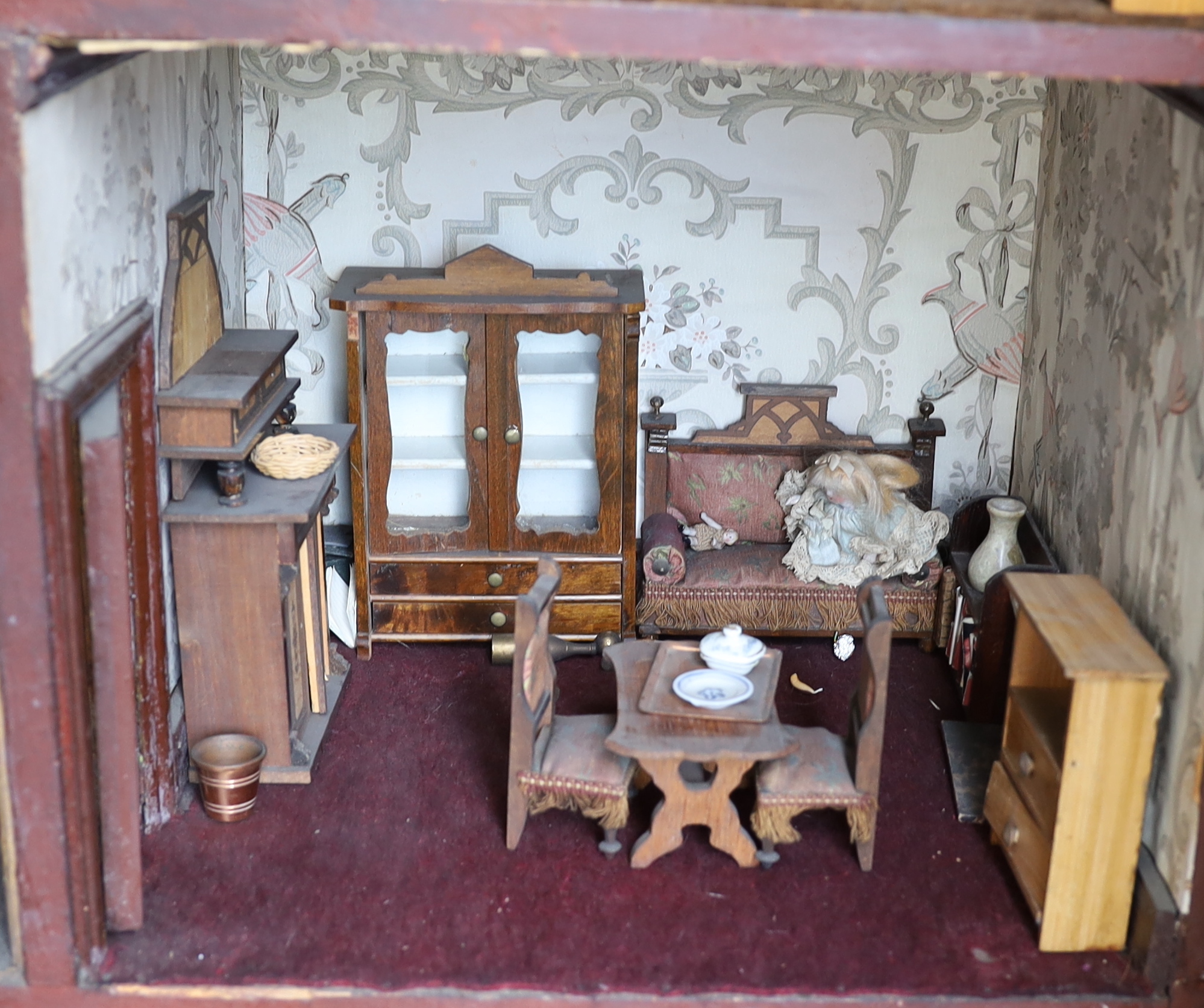 'Rocking Villa': A Victorian furnished dolls’ house, circa 1880, modelled as a double-fronted - Image 5 of 7