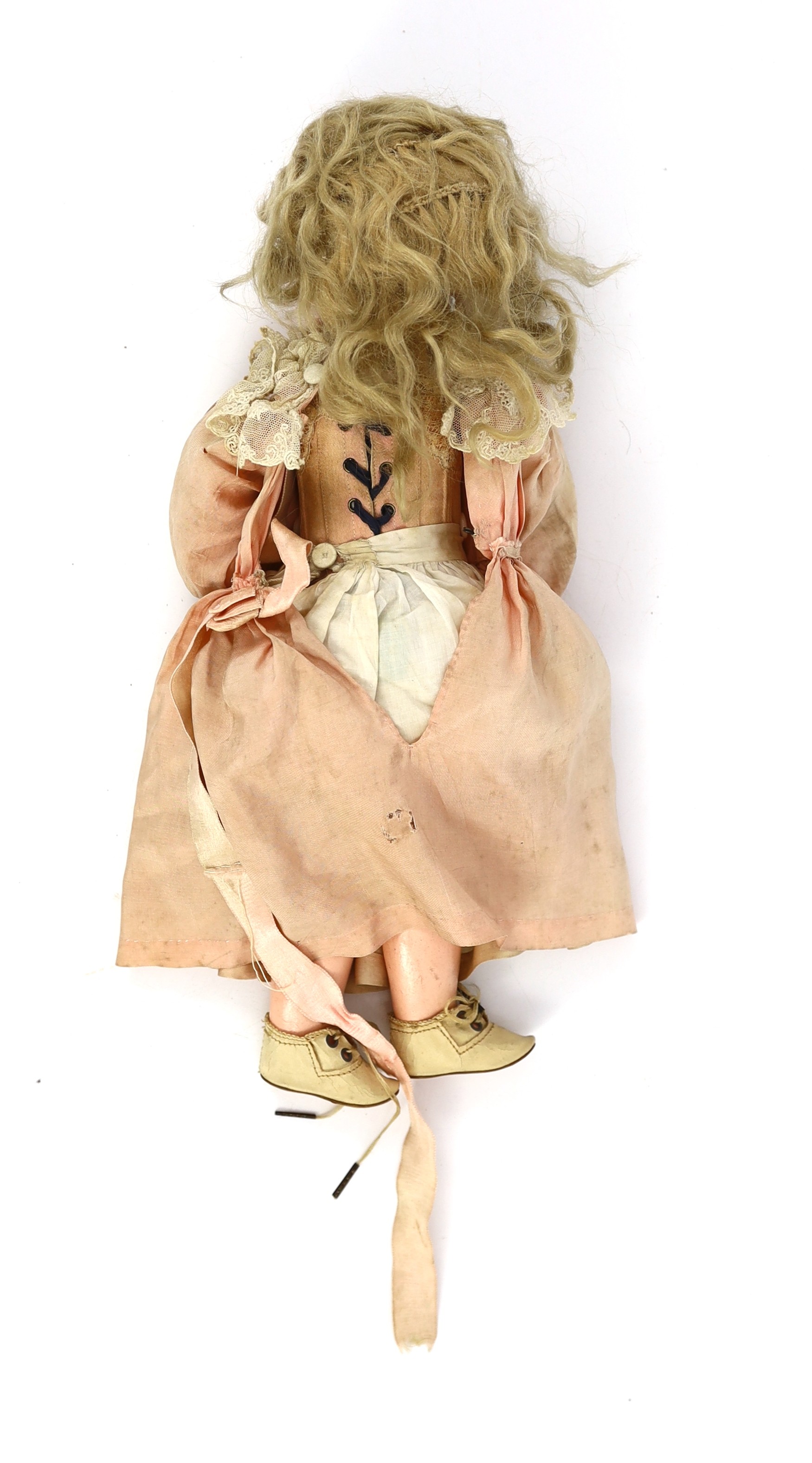 A Jumeau Bisque child doll, circa 1895, on a jointed composition body, with fixed blue eyes, - Image 3 of 3