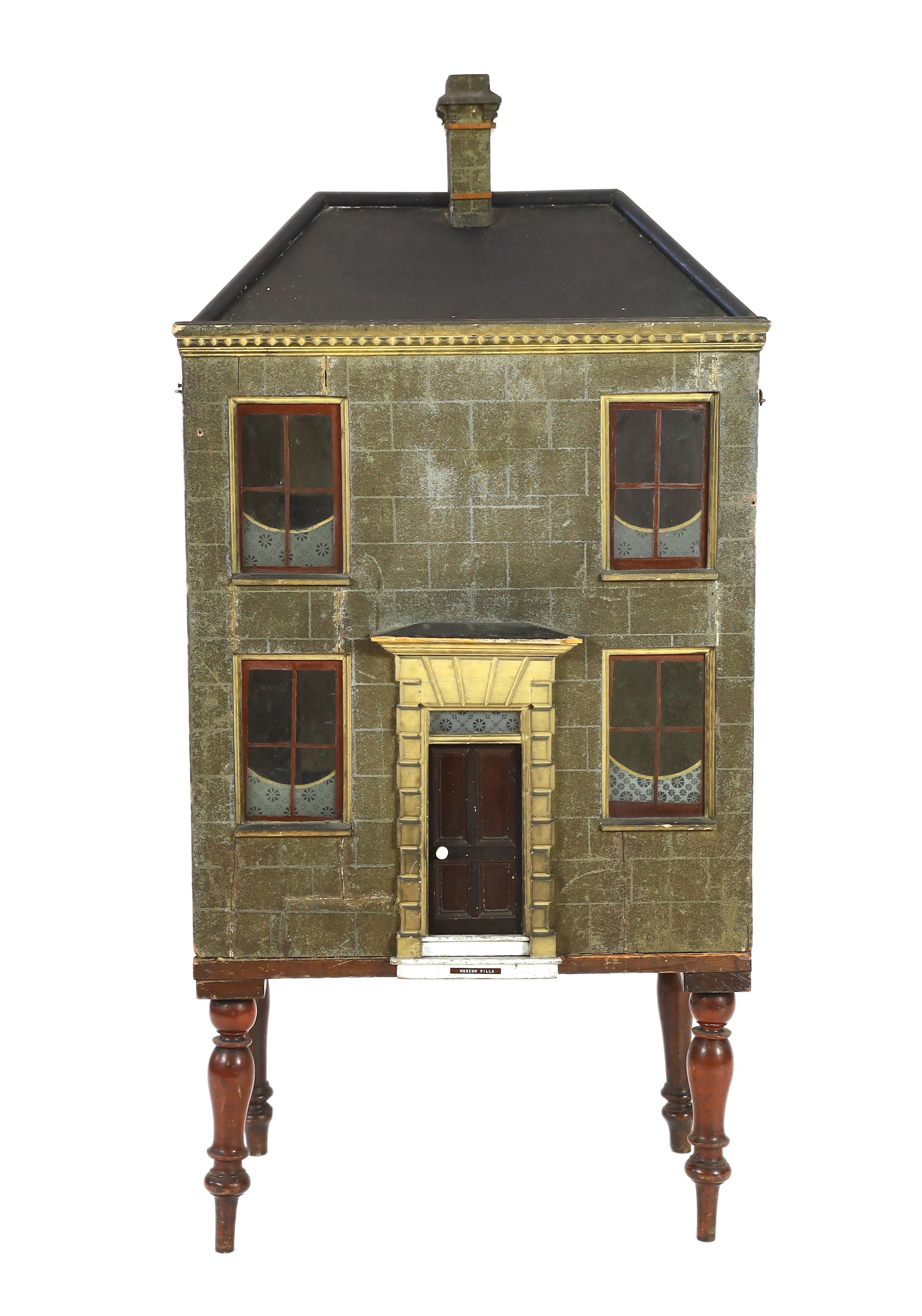 'Museum Villa': A mid 19th century furnished English dolls’ house, the fine facade with a heavily - Image 2 of 4
