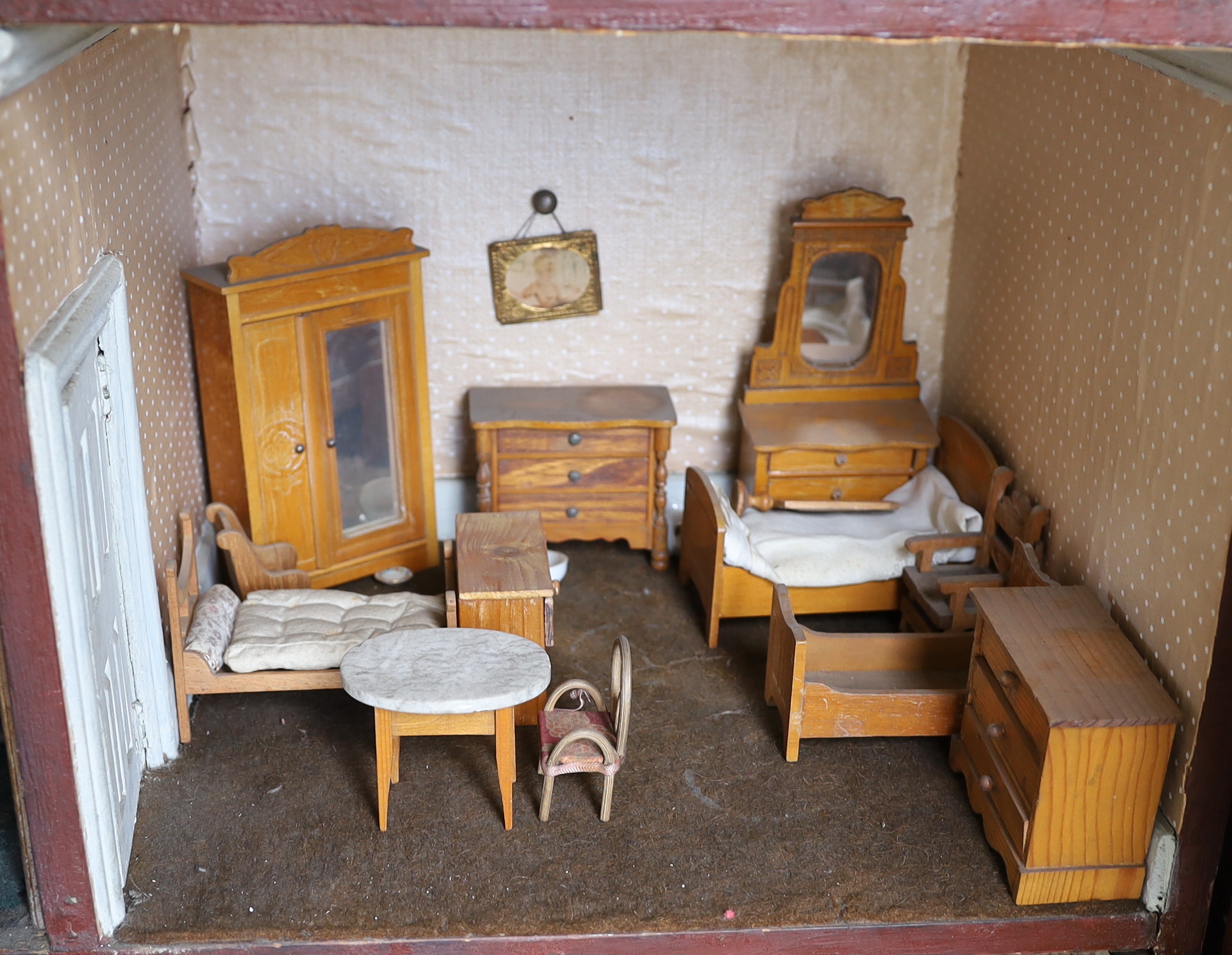 'Rocking Villa': A Victorian furnished dolls’ house, circa 1880, modelled as a double-fronted - Image 6 of 7