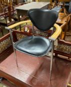 An Italian design leather and chrome chair by Arrben, width 59cm, depth 44cm, height 80cm