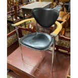 An Italian design leather and chrome chair by Arrben, width 59cm, depth 44cm, height 80cm