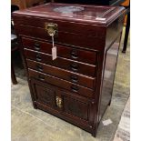 A Chinese carved hardwood canteen cabinet, width 56cm, depth 35cm, height 49cm